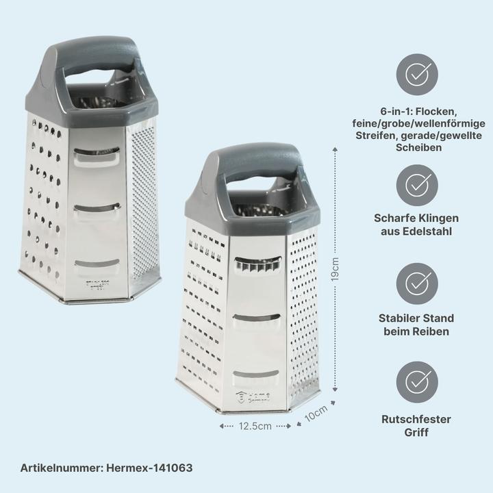 Produktbild B-Home 4er-Set Edelstahl-Küchenreiben L & XL Gemüsereiben Handreiben