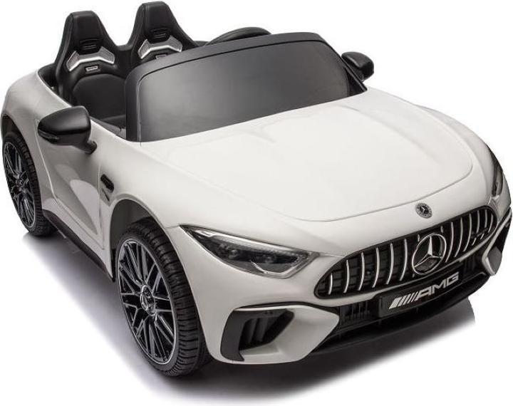 Es-toys Voiture enfant - blanc - Voiture électrique Mercedes SL63 AMG - avec licence - MP3 + siège en cuir (12 V)