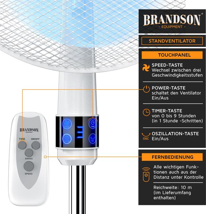 Immagine prodotto Brandson Ventilatore a piedistallo (45 dB)