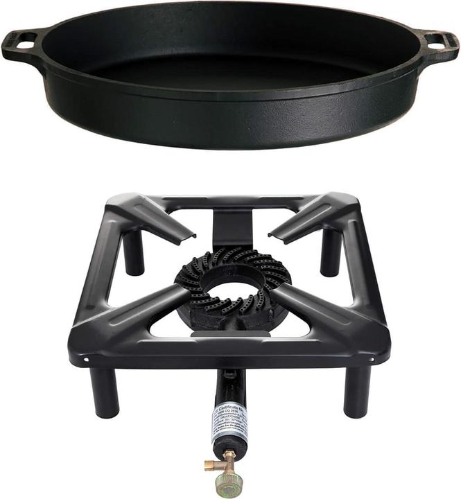 Produktbild Paella World Hockerkocher-Set (klein) mit Gusseisenpfanne Ø 40 cm - ohne Zündsicherung (Kochtopf, Gusseisen)