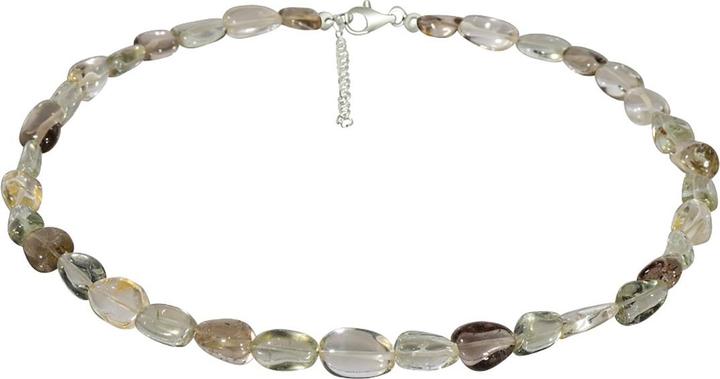 Xen Quarz Mix - Collier Trommelstein 48 + 5 cm 925 Silber (925 Sterling Silber, 48 cm)