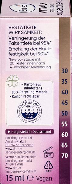 Produktbild dm Balea Augencreme Vital+ straffend (Crème, 15 ml, Tag + Nacht)