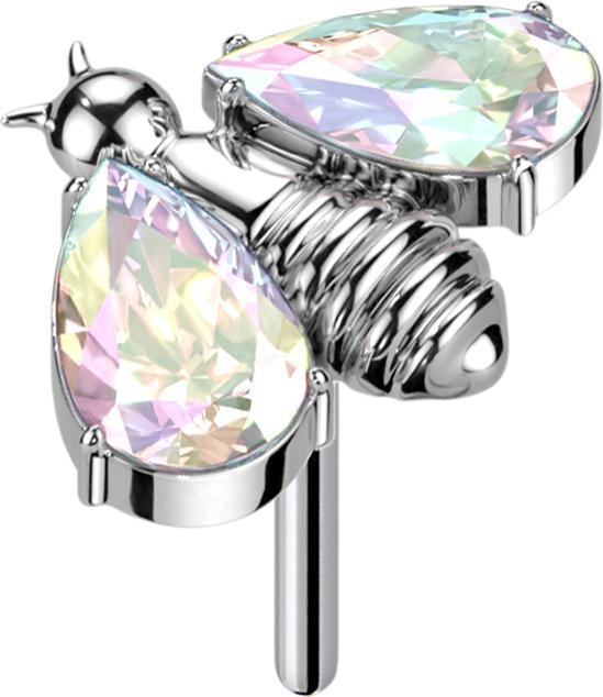Immagine prodotto Star Piercing Threadless ape argento ali di cristallo multicolore (senza ottone, Titanio G23)