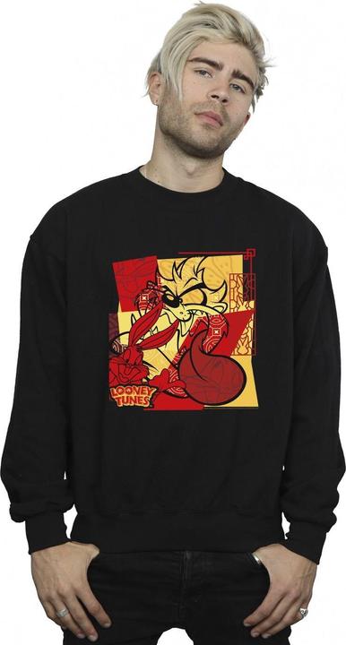 Actual product image Looney Tunes Mens Taz Bugs Rabbit New Year Sweatshirt (XL)