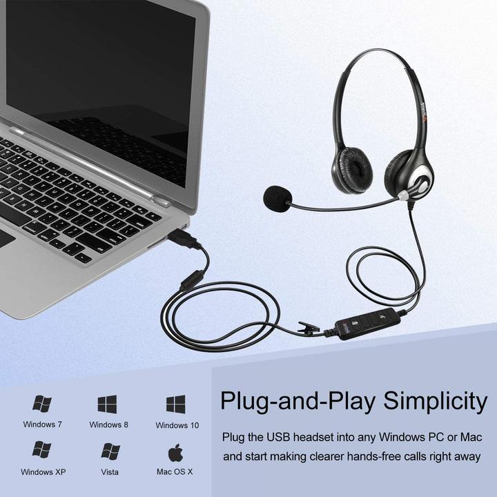 Produktbild Wantek Headset mit Mikrofon und Noise Cancelling, Grau