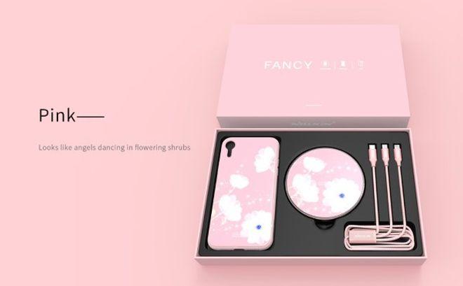 Actual product image Nillkin Fancy 3-in-1 box, hard case, charging cable and Qi charging station (Apple iPhone XR)