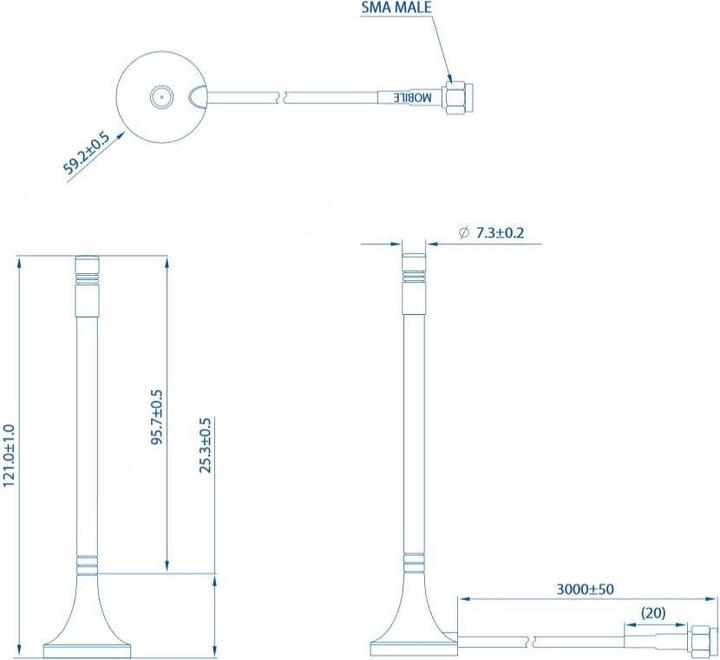Produktbild Teltonika PR1KS210 - Magnetische Mobilfunk-SMA-Antenne (3G, GSM)