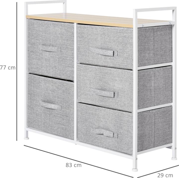 Image du produit Homcom Commode en tissu avec 5 tiroirs en tissu (83 x 29 x 77 cm)