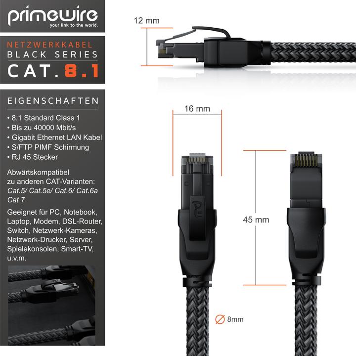 Actual product image Primewire Network cable CAT.8, RJ-45, Ethernet, patch cable CAT 8, Gigabit Ethernet 40 Gbit/s S/FTP LAN cable (S/FTP, CAT8.1, 0.25 m)