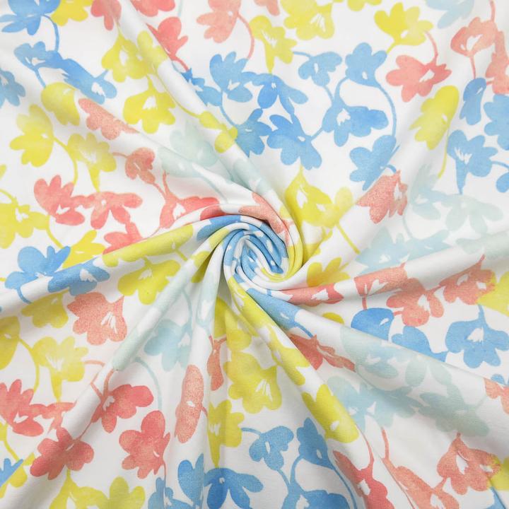 Produktbild Stoffrestposten French Terry - Pastell Blumen