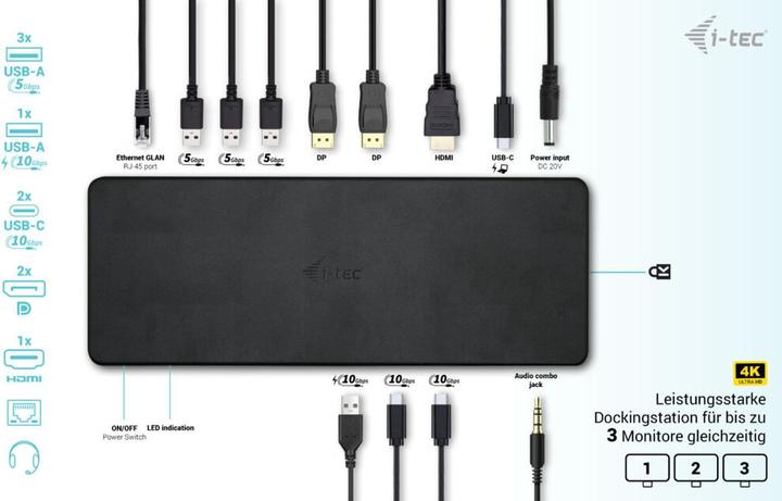 Actual product image i-tec USB-C Triple 4K Display Docking Station (USB-C, 9 Ports)