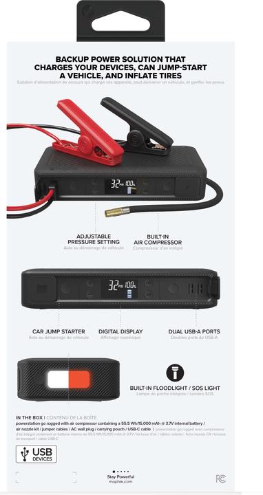 Actual product image mophie Go Rugged - Powerstation Jumpstart Air Compressor (2.40 A, 15000 mAh)