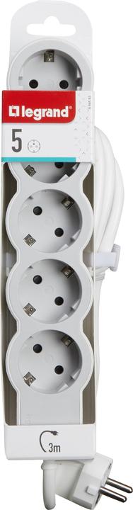 Actual product image Legrand Flat socket strip 5x socket, 3 metre cable white-grey 694563 (5 x, CEE 7/3, CEE 16/5, 3 m)