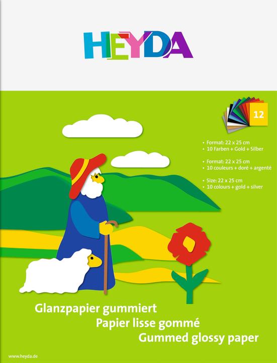 Produktbild Heyda Glanzpapier-Heft "Farbig sortiert", 22 x 25 cm, 12 Blatt (80 g/m², 1 x)