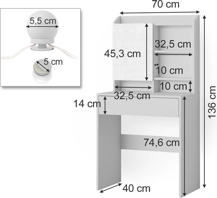 Produktbild Vicco Laura mit Beleuchtung (70 x 40 x 136 cm)