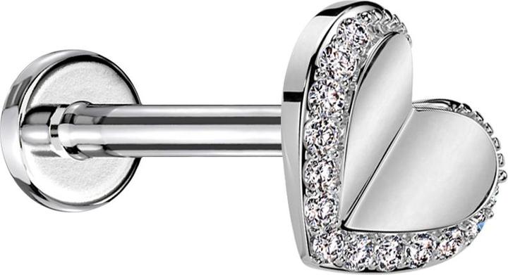 Produktbild Star Piercing Micro Threadless Labret silber Herz silber Kristalle silber (Chirurgenstahl 316L, Messing)