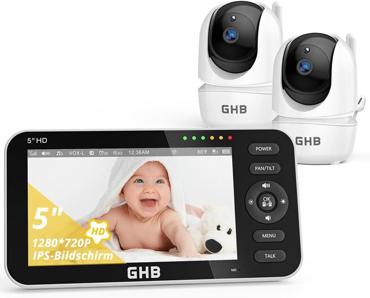 Actual product image GHB Babyphone mit 2 Kameras und 5-Zoll-Display (Video & Audio)