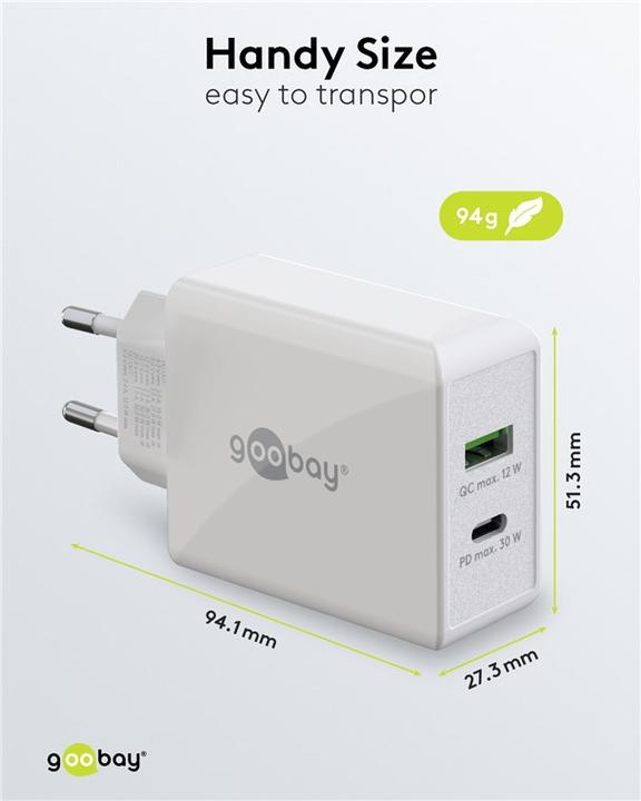 Actual product image Goobay Dual USB Quick Charger (30 W)