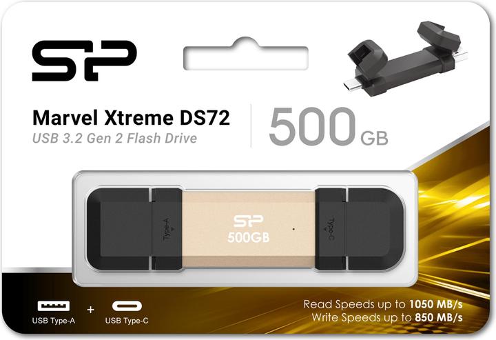 Produktbild Silicon Power 500GB USB Stick USB Typ A+C 1050/850MB's gold (500 GB, USB-A, USB-C)