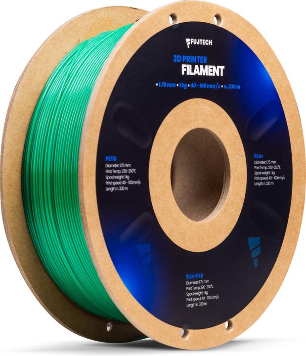 Fuj Tek PETG Filament for 3D Printer, 1.75 mm, Green (PETG, 1.75 mm, 1400 g, Green)