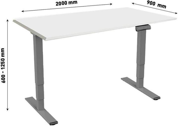 Image du produit Contini Table de bureau réglable en hauteur (200 x 90 x 25 cm)