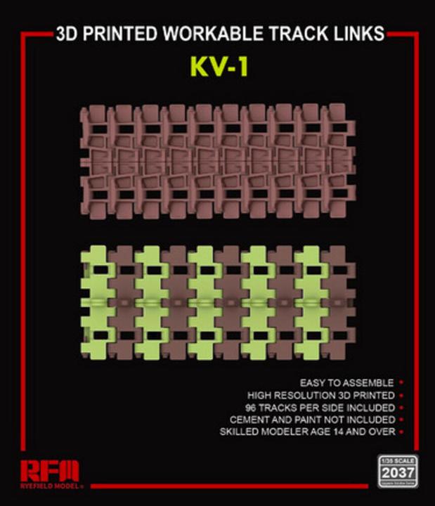 Actual product image Rye Field Model 3D printed Workable track links for KV-1