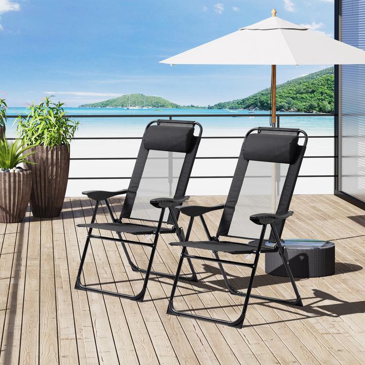 Produktbild Outsunny Klappstuhl Set mit Nackenkissen und verstellbarer Rückenlehne