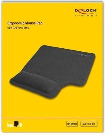 Produktbild Delock Ergonomisches Mauspad mit Gel Handballenauflage Linkshänder schwarz