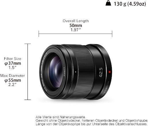 Immagine prodotto Panasonic 42,5 mm f/1,7 ASPH. Potenza O.I.S. (Micro Four Thirds, Micro Four Thirds)
