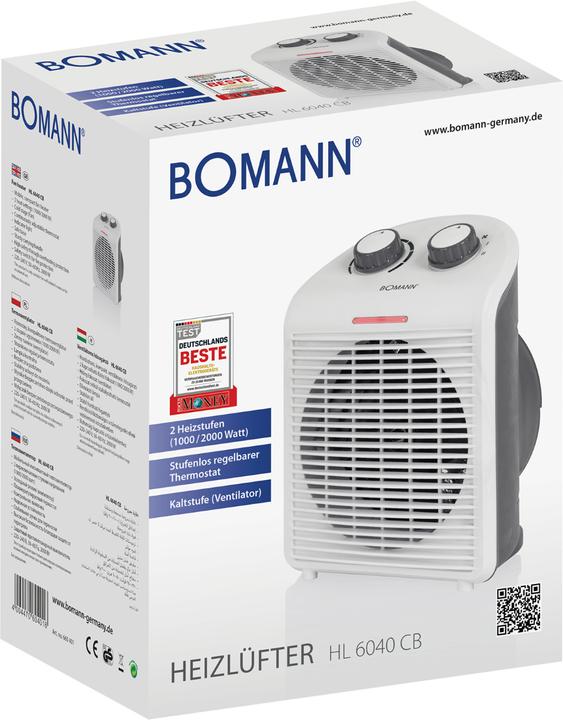 Produktbild Clatronic Bomann Heizlüfter, maximal 2.000 Watt Leistung, 2 Leistungsstufen, Thermostat, Kaltstufe, Kontrol... (2000 W)