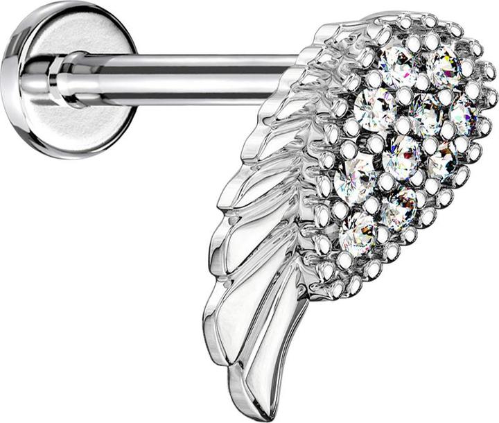 Actual product image Star Piercing Micro labret internal thread silver angel wings (Brass, Surgical steel 316L)