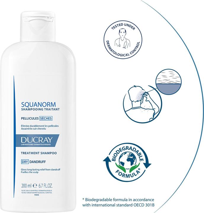 Produktbild Ducray KELUAL SQUANORM Shampoo trockene Schuppen (200 ml, Flüssiges Shampoo)