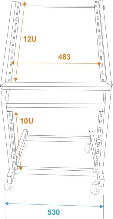 Actual product image Omnitronic Rack trolley 12U/10U swiveling on casters (19" rack)