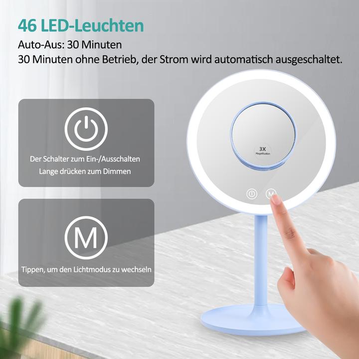 Actual product image Emke Cosmetic mirror with lighting, 1/3x magnification, 90° swivelling, touch switch and memory function