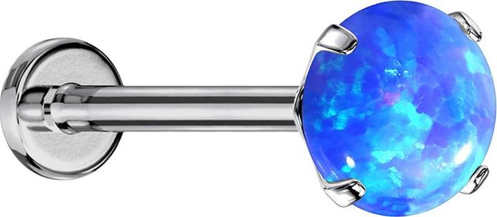 Actual product image Star Piercing Micro Threadless Labret silver opal blue set (without brass, Titanium G23)