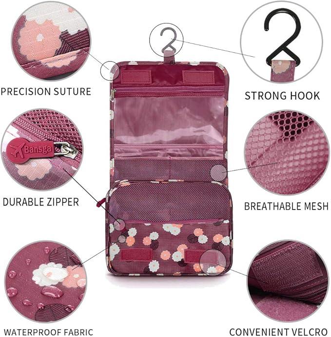 Produktbild Only-Bags.Store Vielseitiger Reise-Toilettenbeutel mit Haken - strapazierfähiges Polyester, geruchsneutral