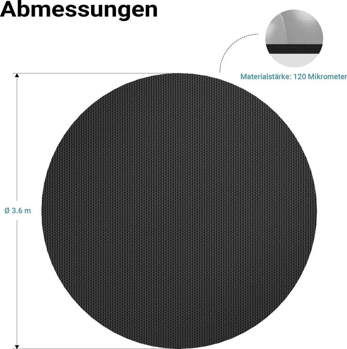 Image du produit Wiltec Bâche à bulles Ronde 3,6m Couverture piscine solaire Chauffage 120µ