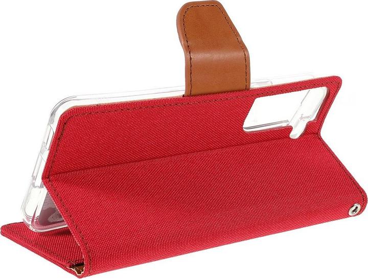 Produktbild Galaxy S22+ - Canvas Stoff Leder Etui rot (Samsung Galaxy S22+)