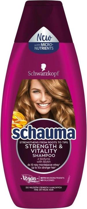 Actual product image Schwarzkopf Schauma Strength & Vitality Shampoo - Fine and Brittle Hair 400ml (400 ml, Liquid shampoo)
