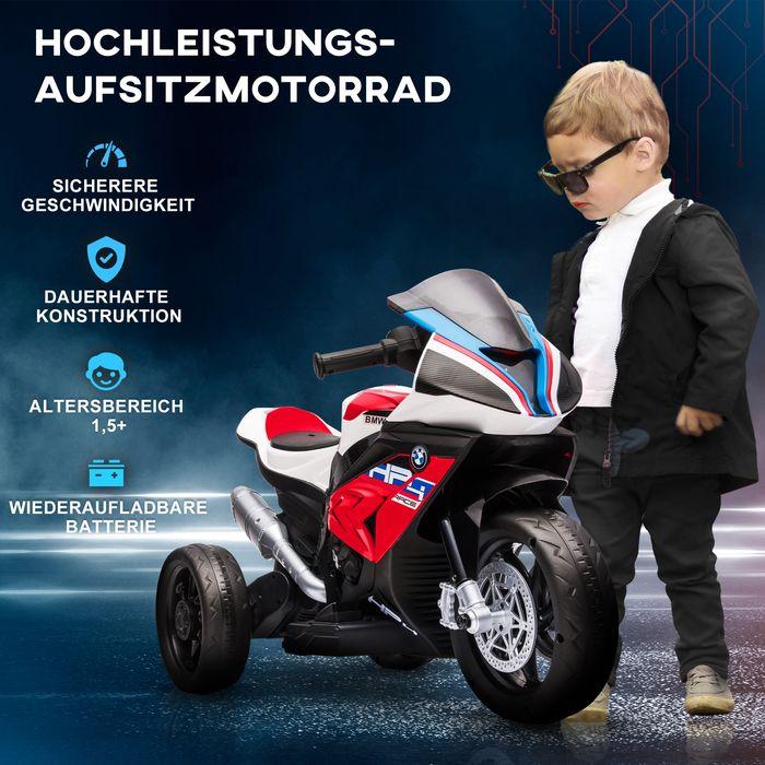 Image du produit Swisshandel24 Moto électrique enfant tricycle 6V, 3 modes musicaux 2,5 km/h à partir de 18 mois PP métal rouge (6 V)