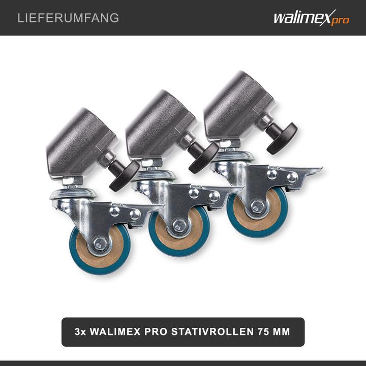 Immagine prodotto Walimex pro pro 23094 Ruote per treppiede Pro 7525 Set di 3 75mm (Piedi per treppiede)