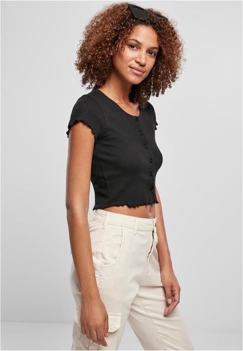 Image du produit Urban Classics Ladies Cropped Button Up Rib Tee (4XL)