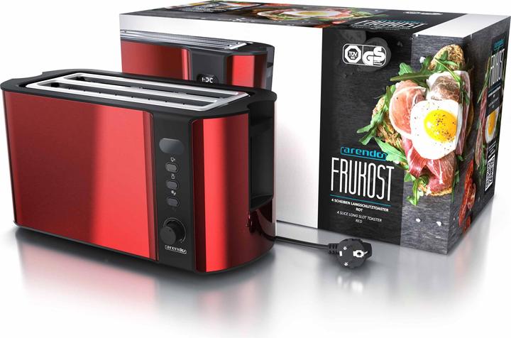 Image du produit Arendo Grille-pain 4 disques en acier inoxydable à fente longue, support à petits pains, écran avec