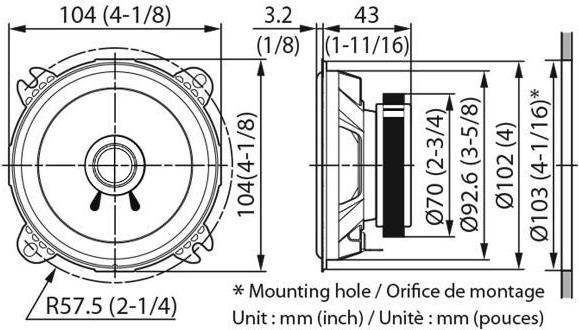 Produktbild Kenwood KFC-S1056, 10 cm / 4 "wideband coaxial speaker (21 W, 10.40 cm)