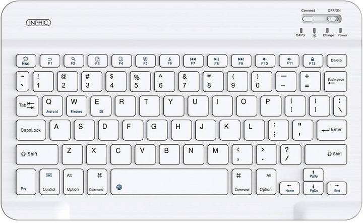 Actual product image Inphic V750B Bluetooth Keyboard, Wireless, White, US (V750B (White)) (US)
