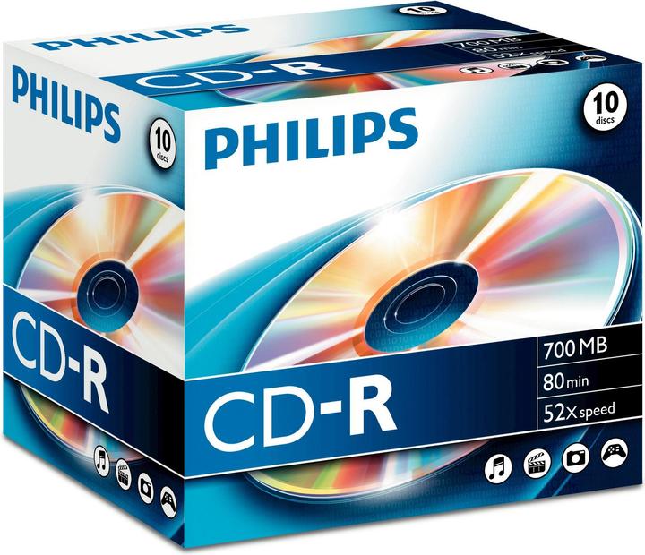 Produktbild Philips 1x10 CD-R 80Min 700MB 52x JC (10 x)