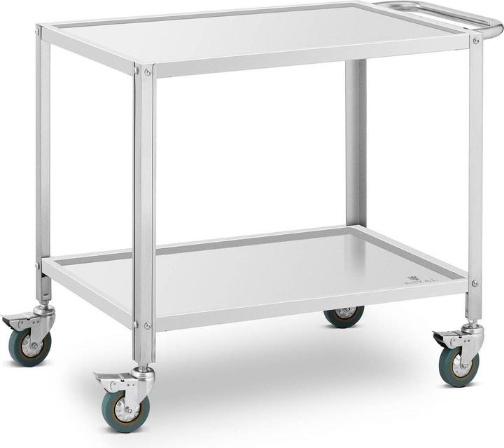 Royal Catering Servierwagen Küchenwagen Küchenrollwagen Lenkrollen Edelstahl 2 Ebenen 100 kg