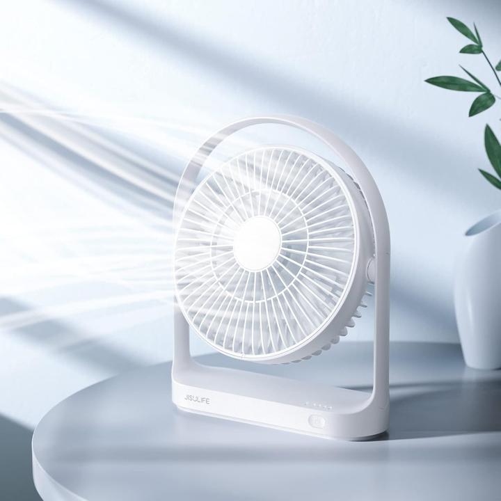 Jisulife Tischventilator FA19 USB, leise, wiederaufladbar, 4 Modi (30 dB)