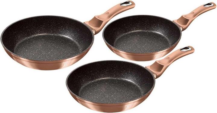 BerlingerHaus Granite frying pan set 3pcs ROSE GOLD LINE BH-6195 (Pan set + pot set)