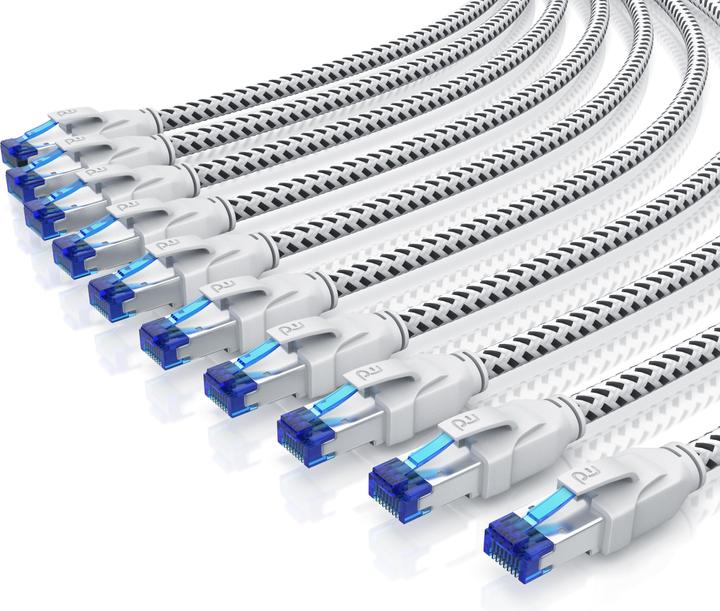 Immagine prodotto Primewire 10x CAT 8 Netzwerkkabel 40 Gbits - Baumwollmantel - LAN Kabel Patchkabel RJ45 - S/FTP PIMF Schirmung (S/FTP, PiMF, CAT8.1, 1 m)
